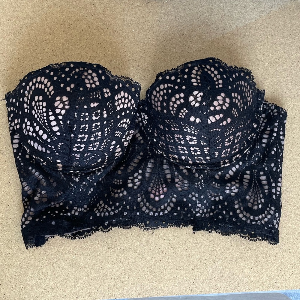 34B Black and Nude Lace Corset Push Up Bustier Bra Rue 21